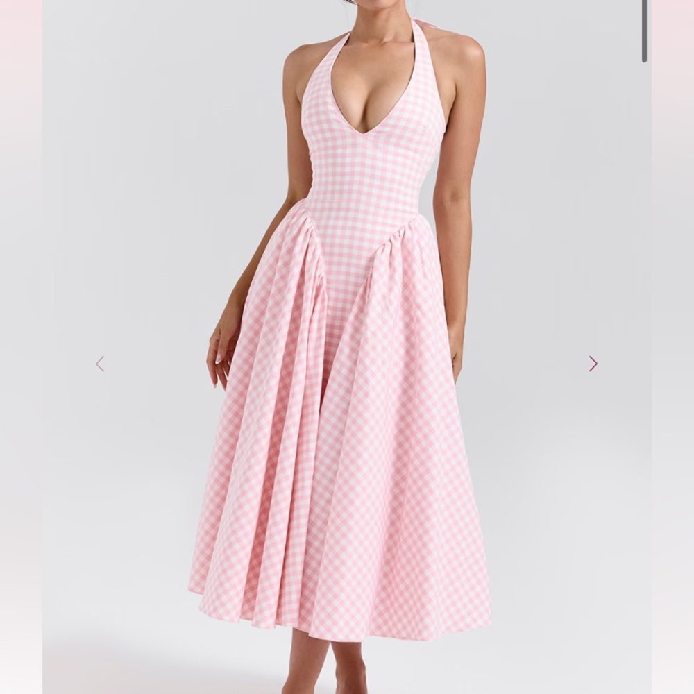 House of CB Marilyn Dress Pink Gingham Size Medium